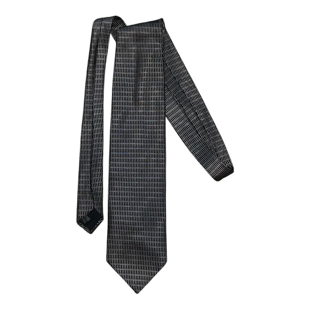 Italian Mens Silk Neck Tie Blue and Cream EUC